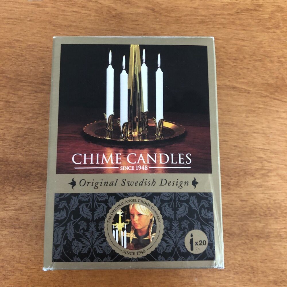 Original Angel Chimes Co Chime Candles 20 Ct White 4” World Merket Swedish NEW